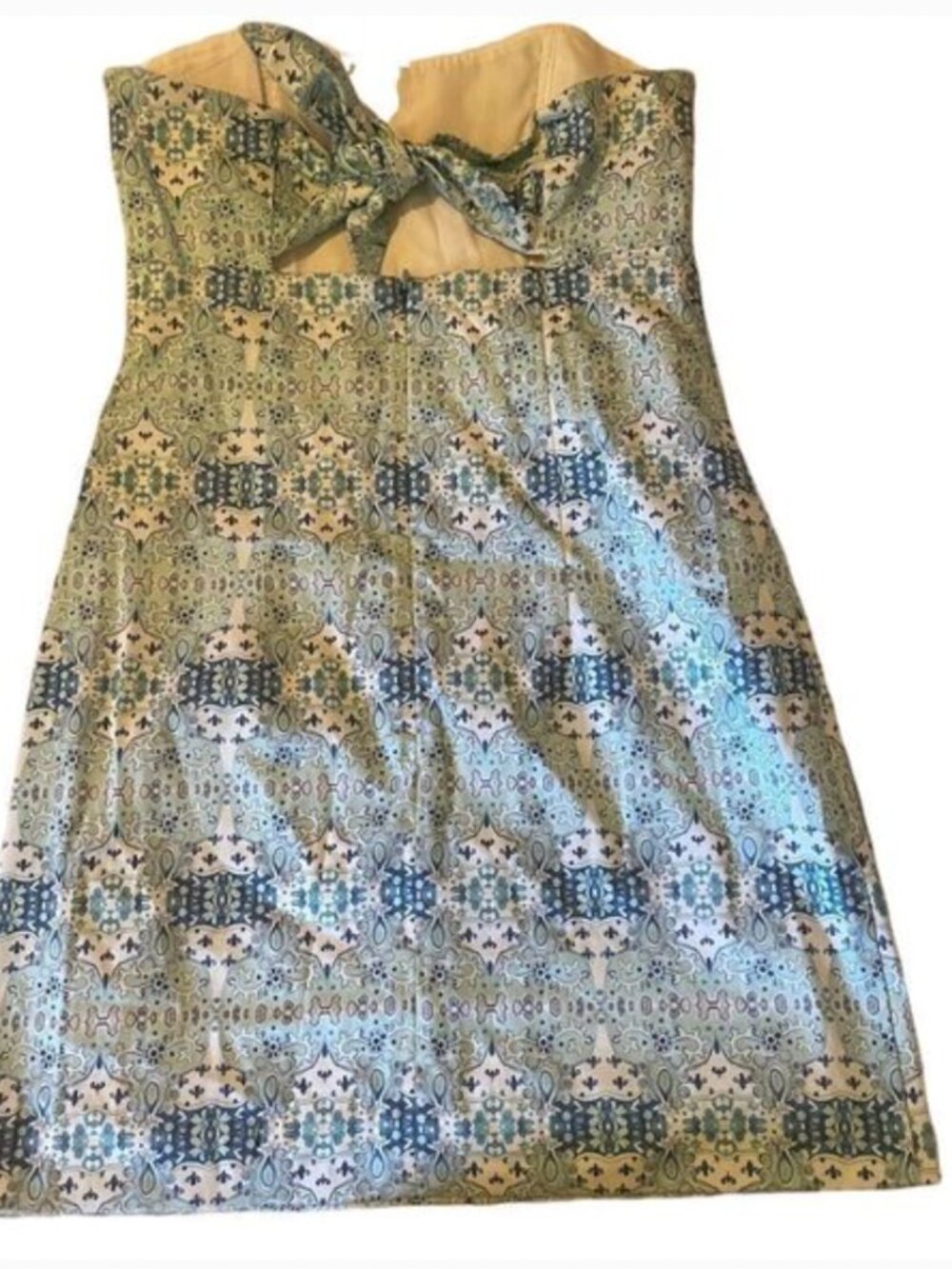 Kaeli Smith NWT Aqua & White Preppy Coastal Strapless Cutout Tie Mini Dress